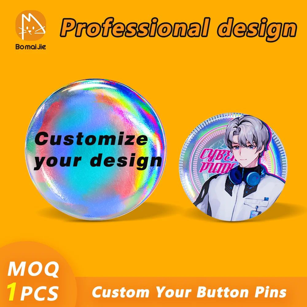 Personalisierte Anime-Rundabzeichen Broschen mit Foto, Handschrift, DIY-Text oder Grafik-Pins als Accessoire-Geschenke für Kinder