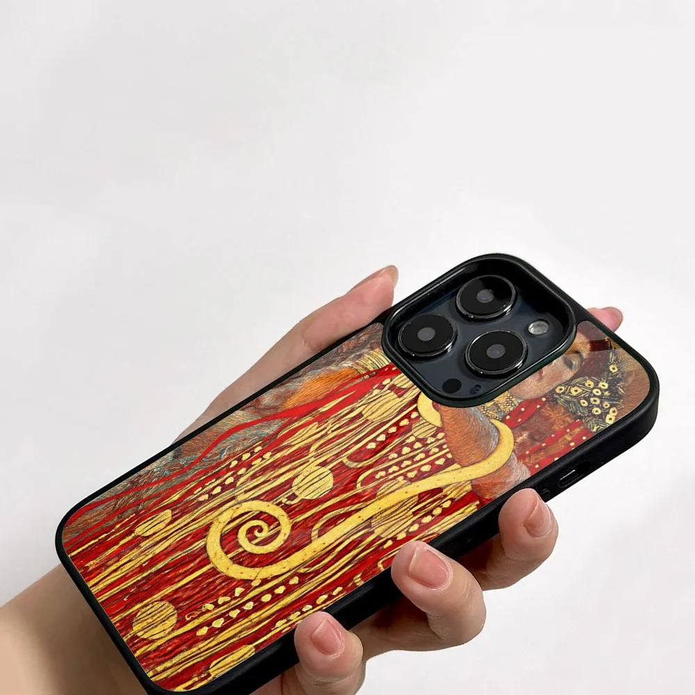 Gustav Klimt Art Phone Case For IPhone 11 12 13 14 15 16 Plus Pro Max Mirror Acrylic PC TPU Cover