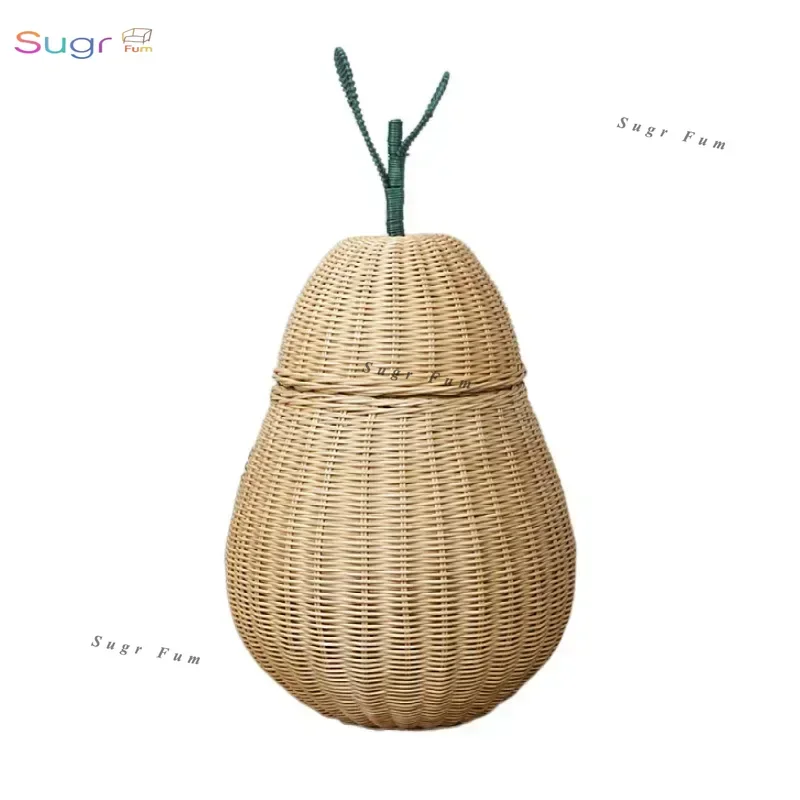 

Handmade rattan woven snow pear shaped sundry basket Bathroom dirty clothes basket Toy storage basket Hotel home stay decoration