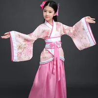 2025 Halloween Ancient Chinese Costume Kids Child Seven Fairy Hanfu Dress Clothing Folk Dance Performance Chinese Traditional Dr