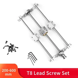 T8 Lead Screw Set lead 8/2mm 250 300 400 500 550 mm 3D Printer parts KP08 Linear Rail Shaft Linear Bearing Block SC8UU SK8 CNC