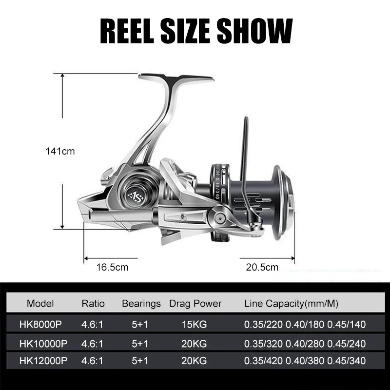 Mavllos Paladin Saltwater Jigging Reel Ratio 5.7:1 Drag 20kg 5+1 Bearing Anti-corrosion Aluminum Long Shot Fishing Spinning Reel