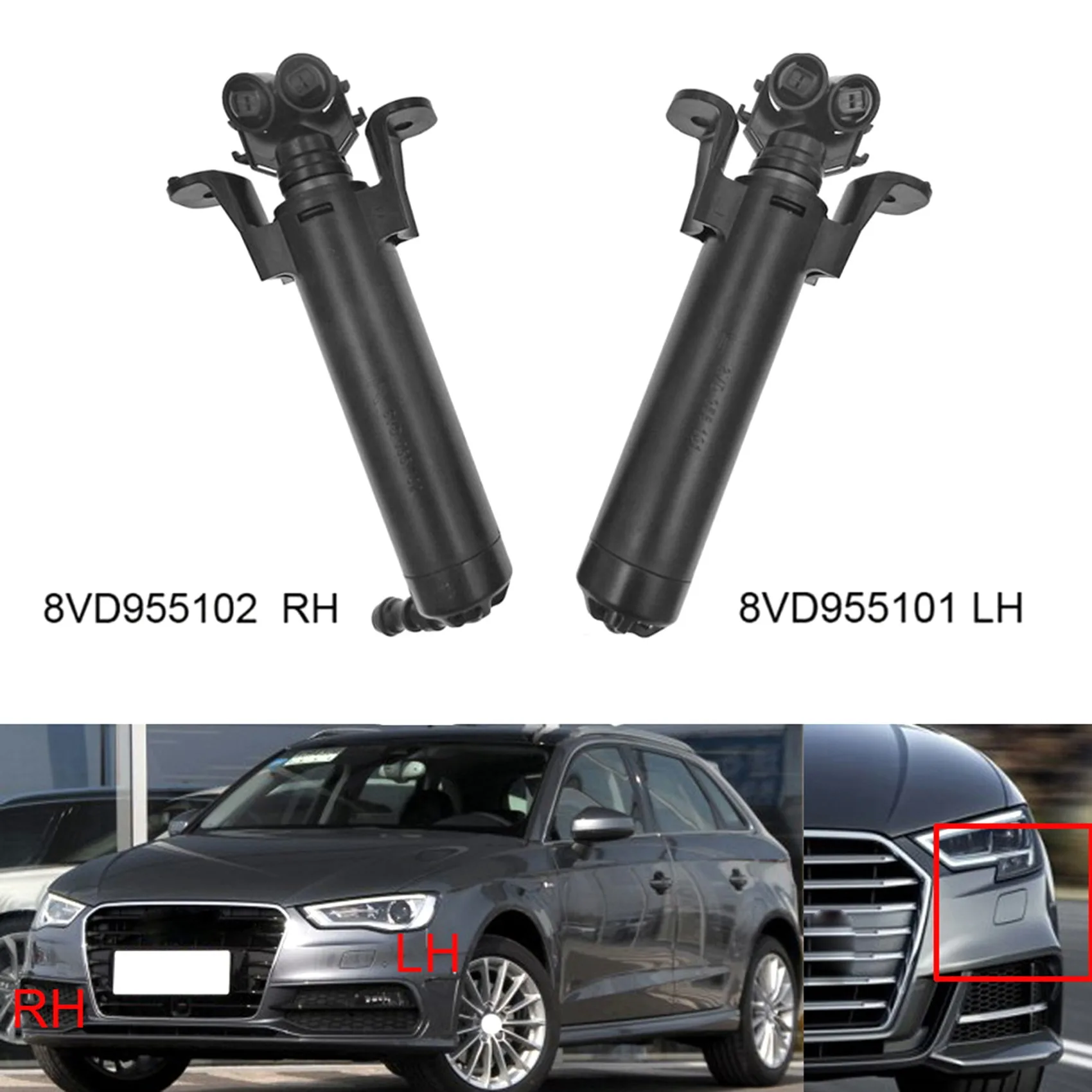 Насадка омывателя головной фары для Audi A3 Sportback 2014-2016 8VD955101 8VD955102