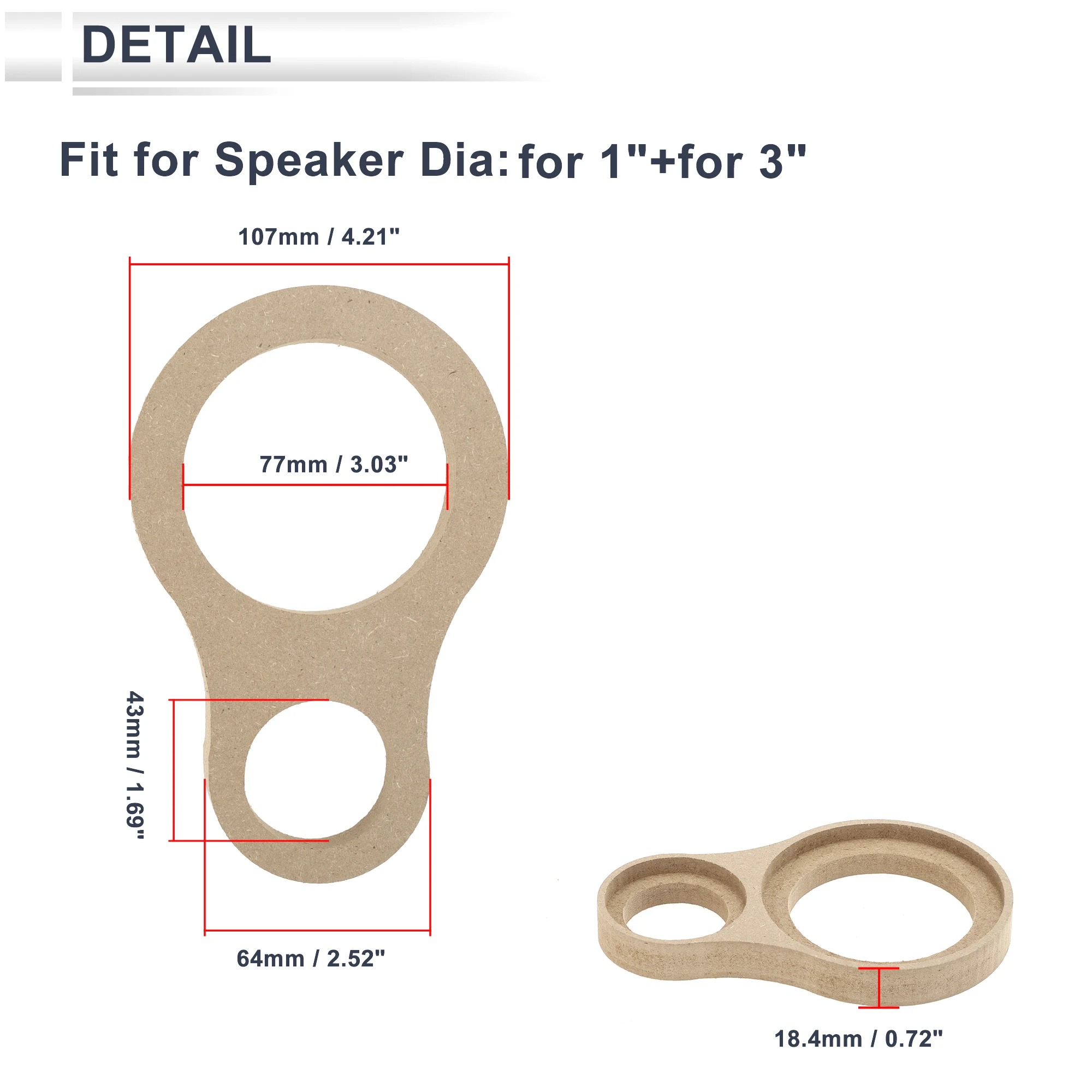 UXCELL Speaker Spacer Ring Adator Dual Rings for 1\