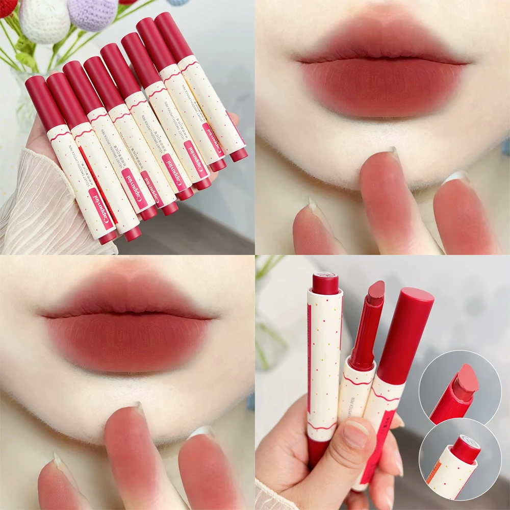 8 Colors Matte Lipstick Waterproof Velvet Nude Lipstick Pencil Sexy Red Lip Liner Pen Makeup Lasting Lip Tint Pigments Cosmetics