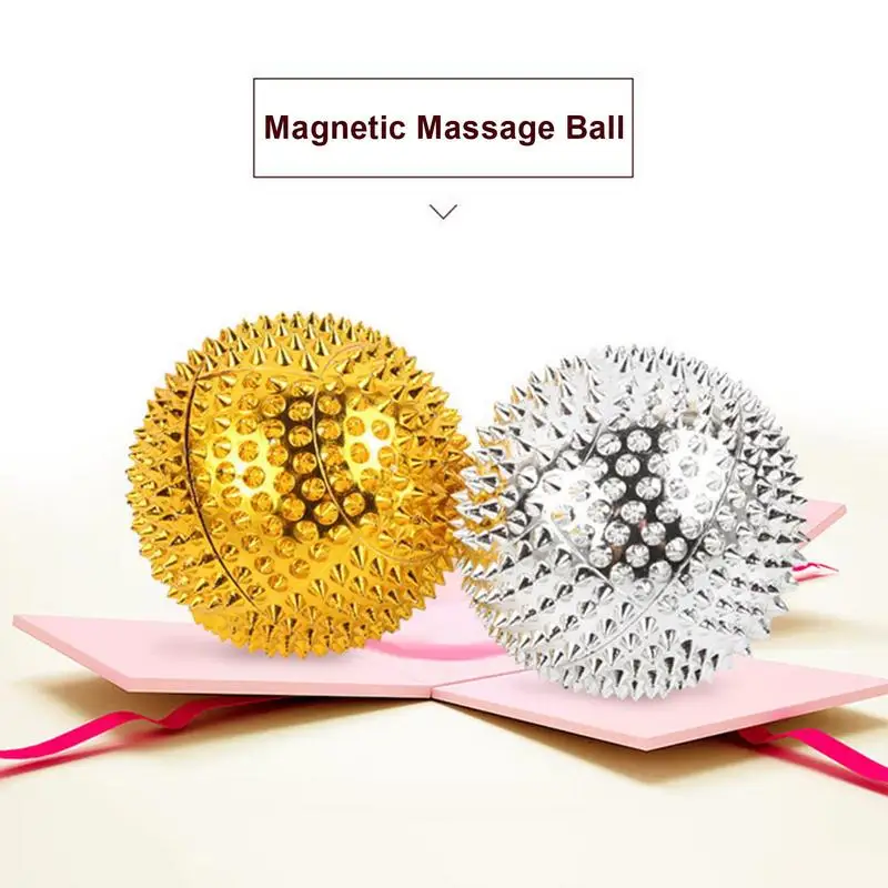 Hand Exercise Balls Spiked Massager Magnetic Massaging Ball 1 Pair Circle Squeeze Balls With Dense Spines For Massaging Palms