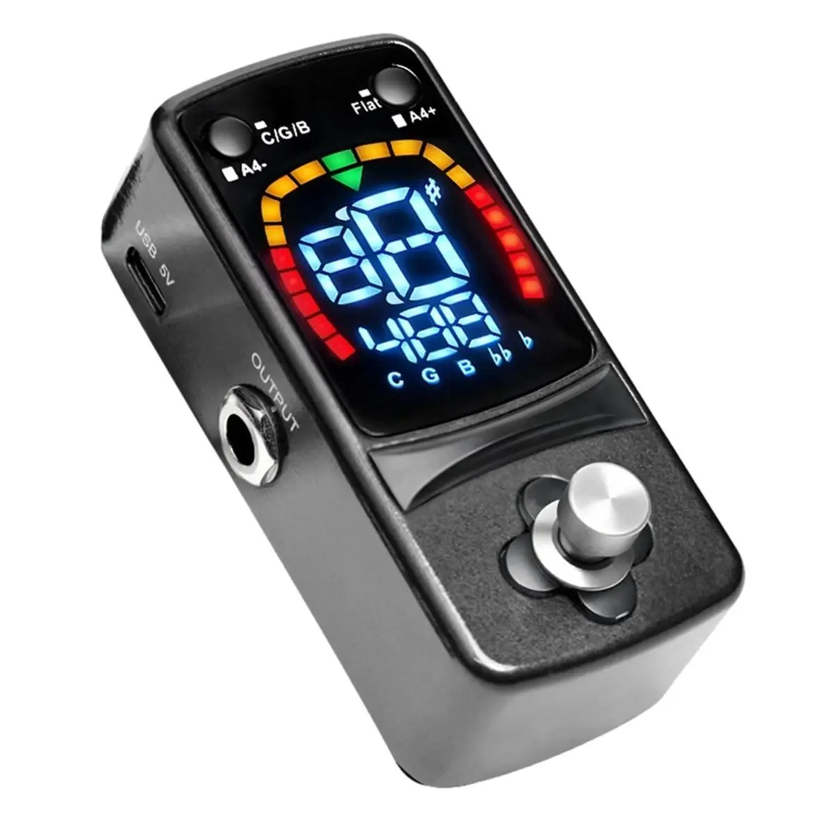 Compatible Guitar Tuner Pedal True Bypass Single Effect Tuner Pedal with Color Display for Electric Guitar Chromatic Pedalboard