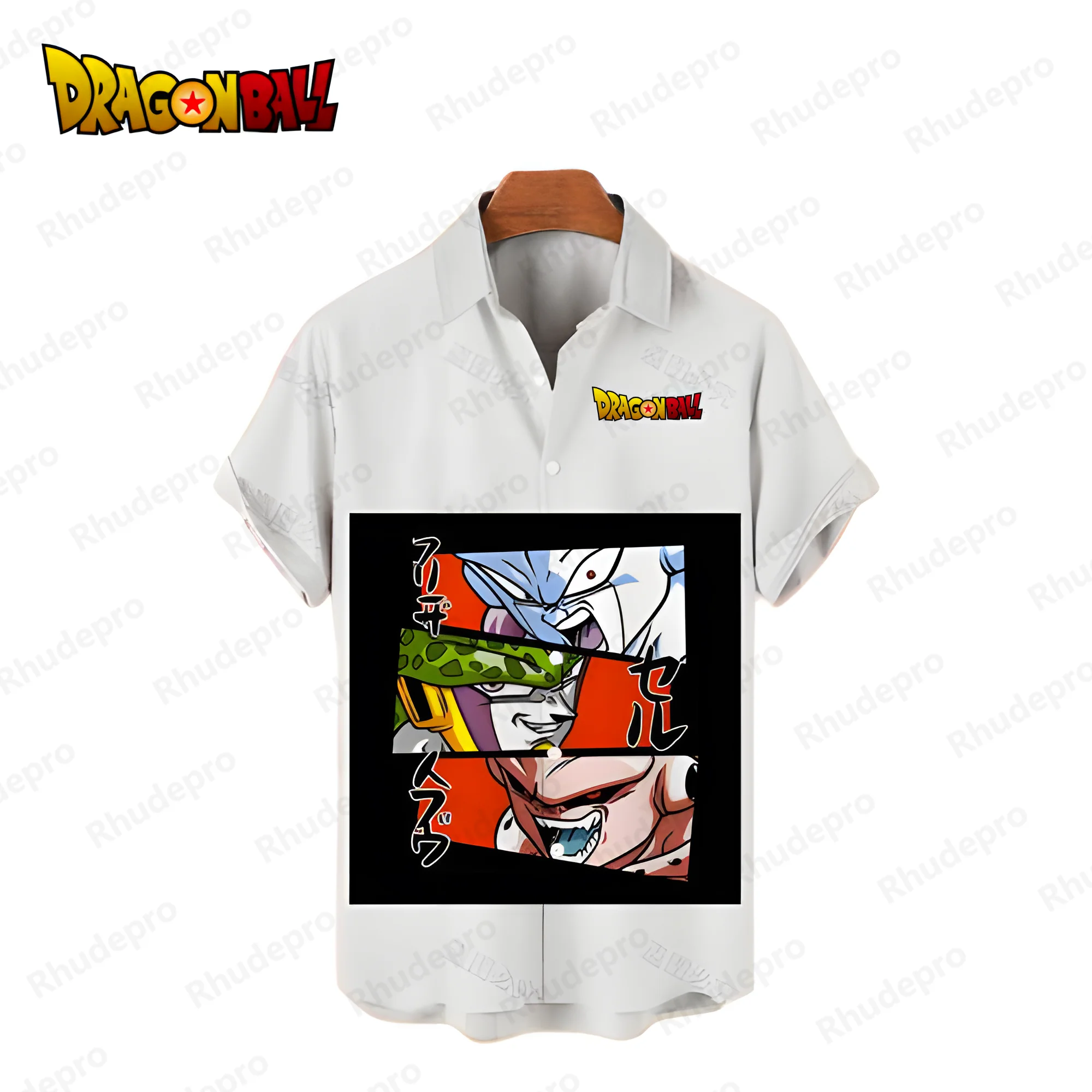 Dragon Ball Z Men's Shirts Vegeta Oversized Streetwear Playa Men's Social Shirt Short Sleeve Anime Beach Style Man Clothes Goku