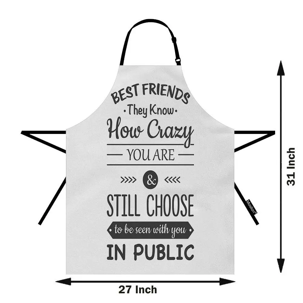 Quote Apron Best Friends Word Line Arrows Kitchen Chef Waitress Cook Aprons Bib with Adjustable Neck for Women Men