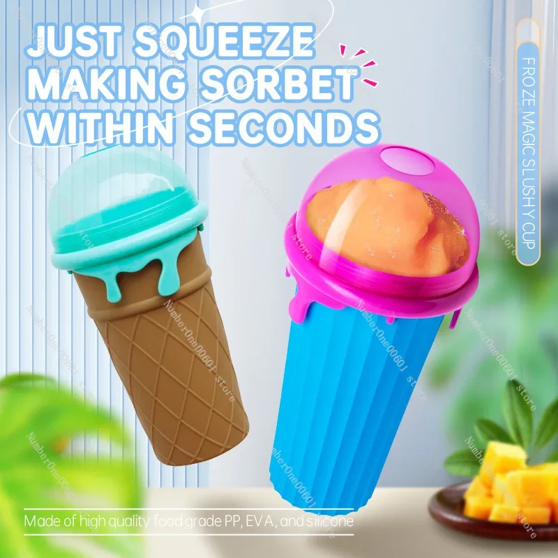 500ML Summer Squeeze Homemade Juice Water Bottle Quick-Frozen Smoothie Sand Cup Pinch Fast Cooling Magic Ice Cream Slushy Cup