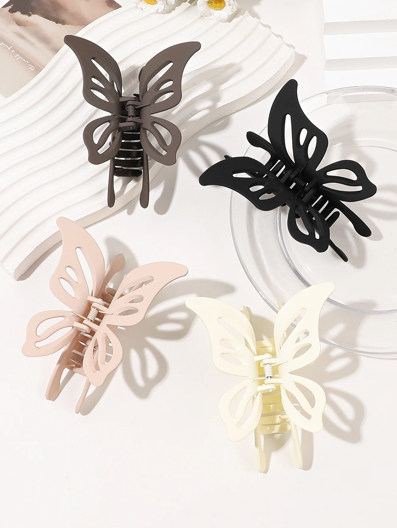 4 Pcs 4.2 Inch Big Butterfly Hair Clips for Thick Thin Hair,Non Slip Cute Matte Hair Claw,Butterfly Claw Clips for Women Girl