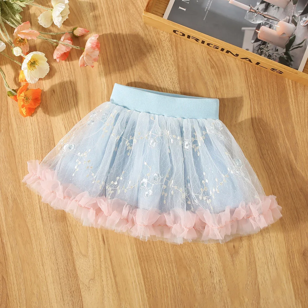 

Summer New Floral Embroidered Chiffon Baby Girl Skirt, Sweet And Cute Children'S Clothing Suitable For Babies Aged 0-3 Years