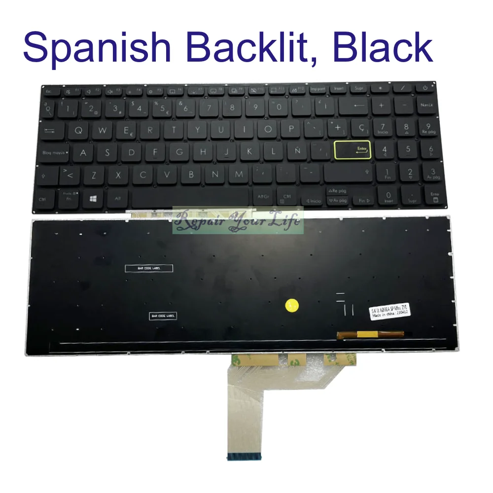 

New Spanish Keyboard for ASUS VivoBook X513 X513EA X513EP X513EQ X513IA X513UA PX513QC Backlight Keyboard Spain Fit Latin LA