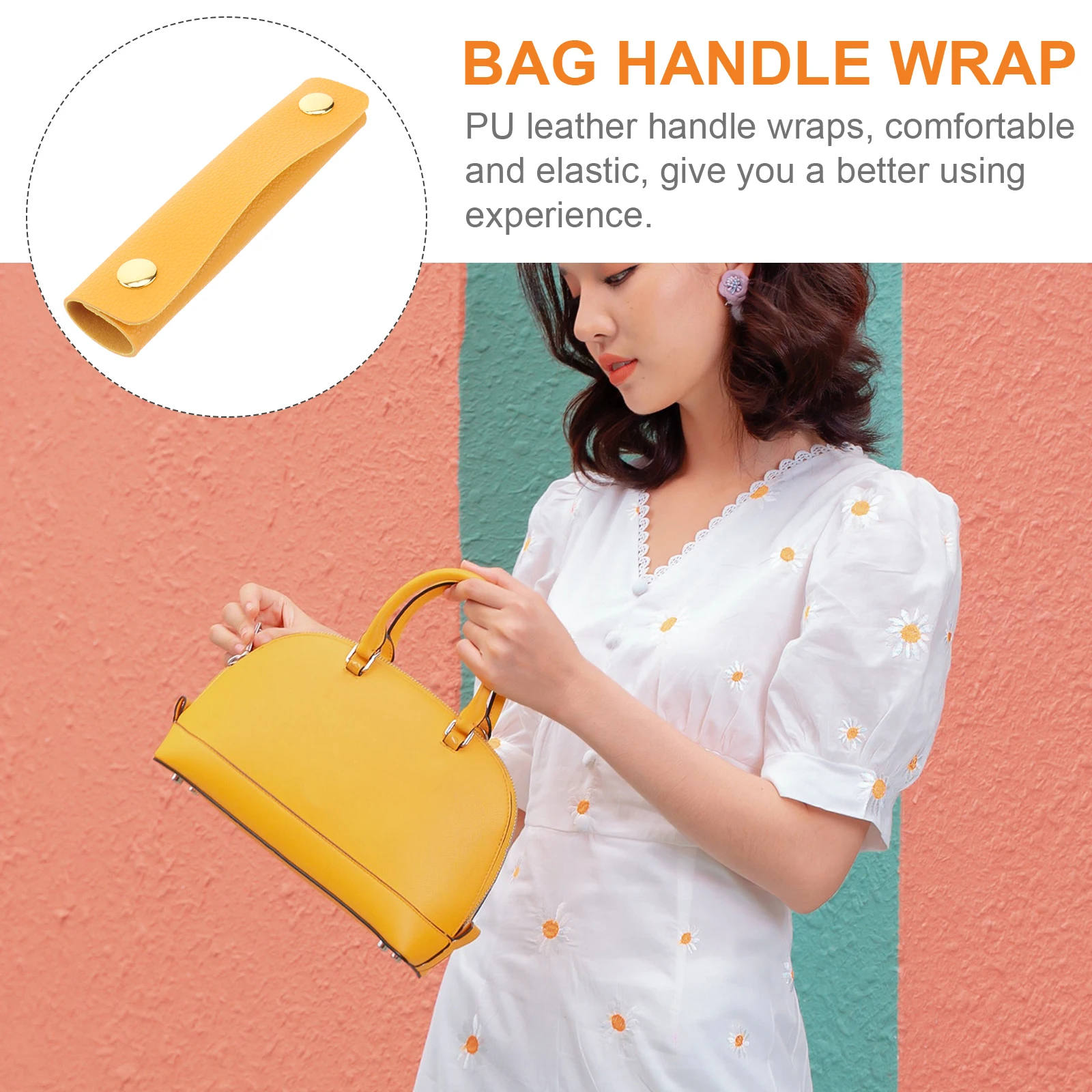 

1pc Protector Pu Cover Luggage Handle Wrap Handbag Handle Sleeve Protective Grip For Shopping Bag Tote Suitcase Bag