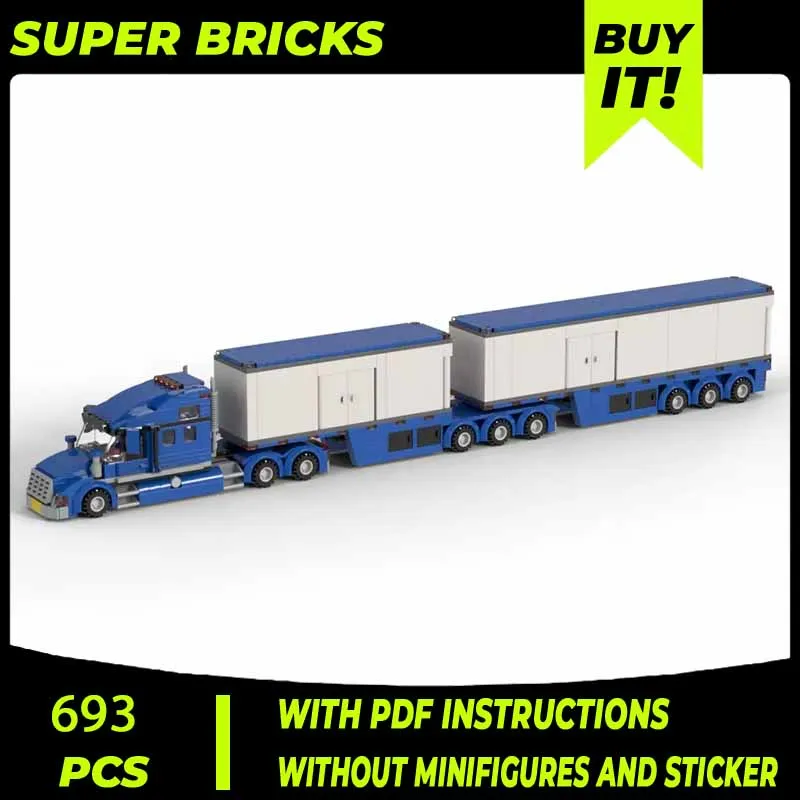 Technical Moc Bricks City Car Toys B-Double Transporter Modular Building Blocks Gift Toys For Children DIY Sets Assembling Model