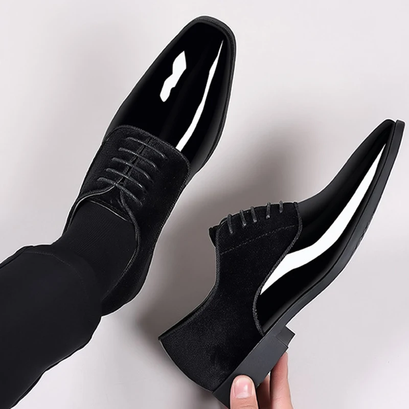 Klassische Lack lederschuhe für Männer lässige Business-Schuhe schnüren formelle Büroarbeit schuhe für männliche Party Hochzeit Oxfords