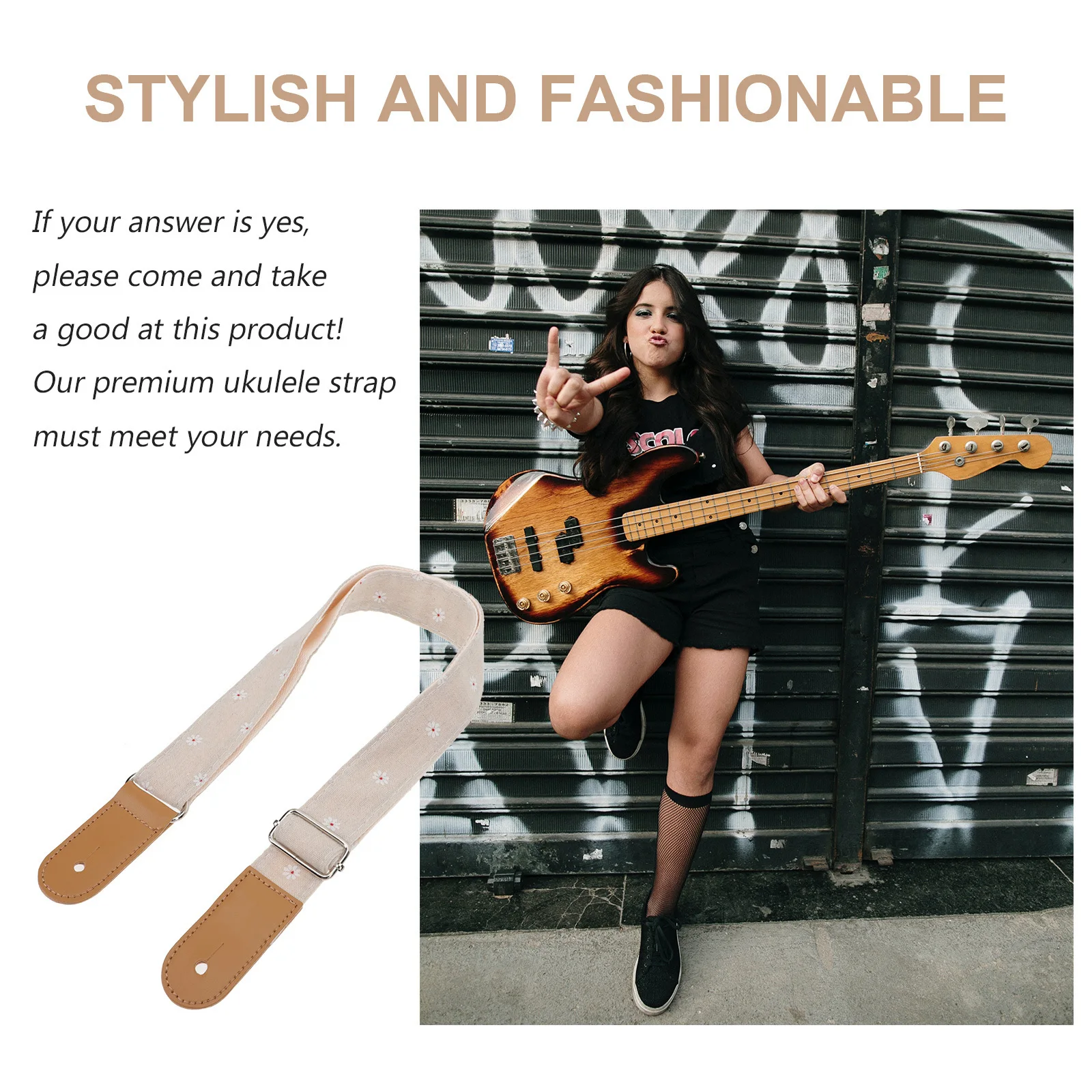 

Durable Folk Guitar Strap Adjustable Shoulder Belt Practical Guitar Accessory Replacement Strap Gift for Guitarists