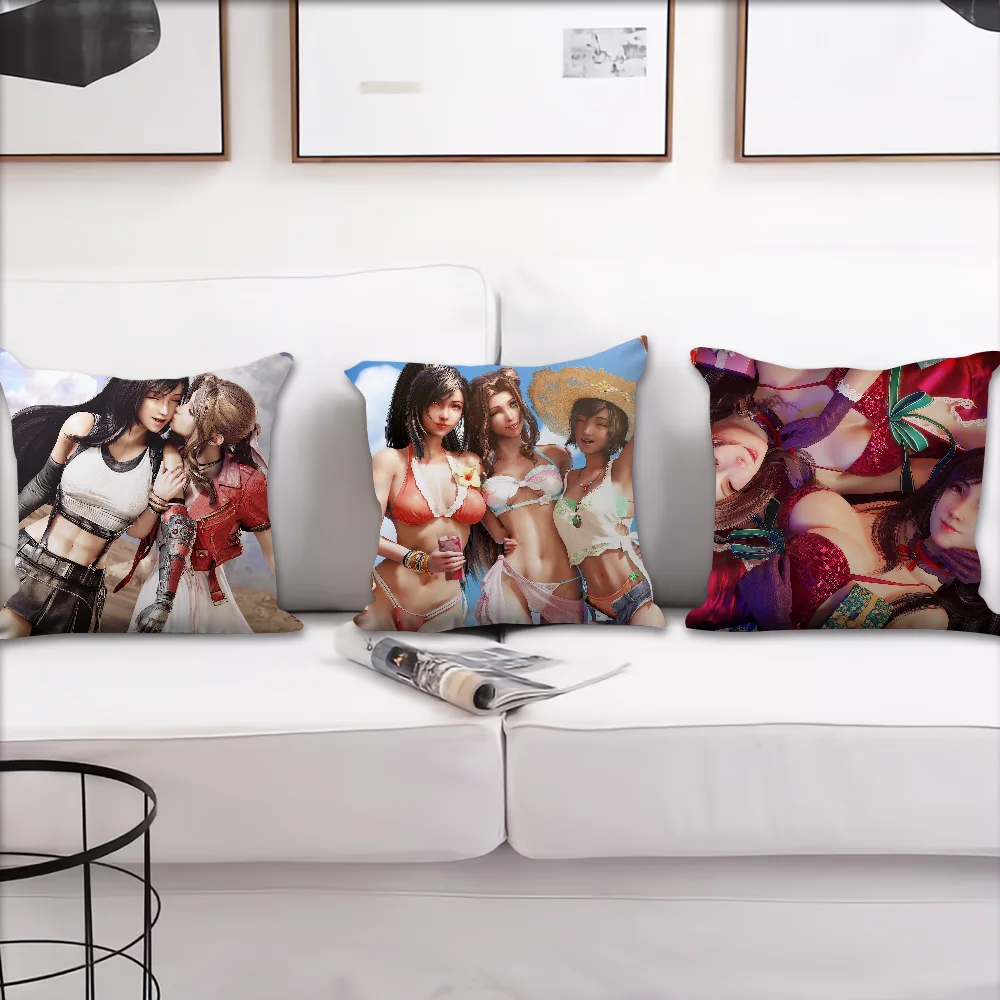 Cute Aerith Gainsborough Tifa Comfortable Decorative Cushion Cover Suitable for Home Living Room Sofa Room Decoration