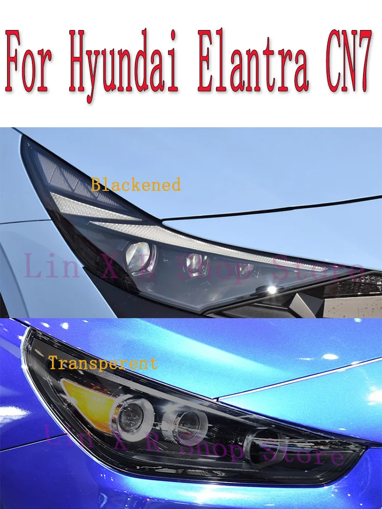 

For Hyundai Elantra CN7 2017-O Accessories 2Pcs Car Headlight Protective Film Headlamp Restoration Transparent Black TPU Sticke