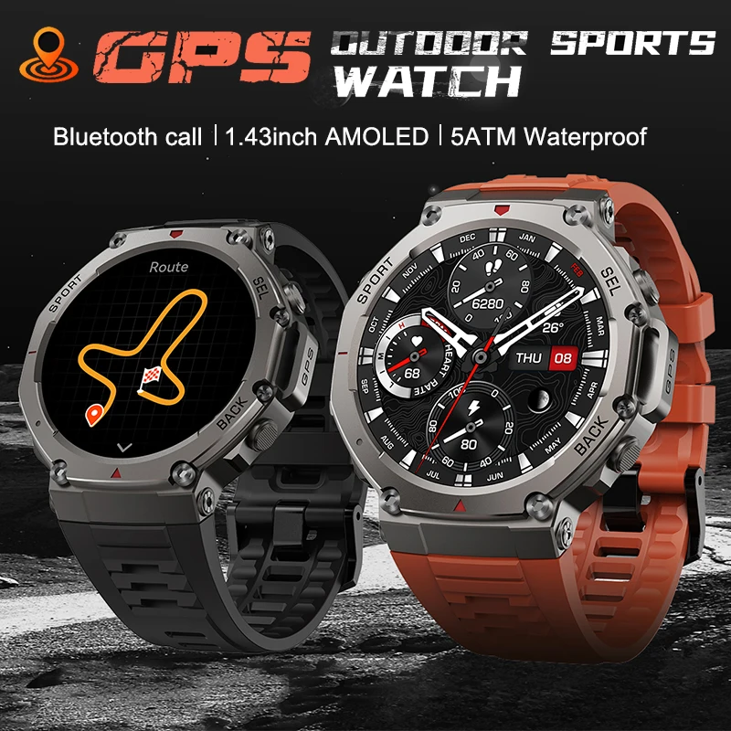 

LIGE Fashion GPS Smart Watch 1,43-дюймовый AMOLED-дисплей компас альтиметр барометрический 5ATM водонепроницаемый Bluetooth Call Men Smartwatch