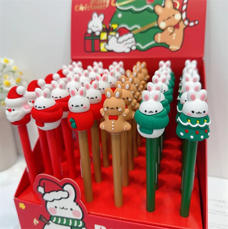 36 pcs/lot Kawaii Christmas Rabbit Gel Pen Cute 0.5mm Black Ink Signature Pens Stationery Gift School Writing Supplies