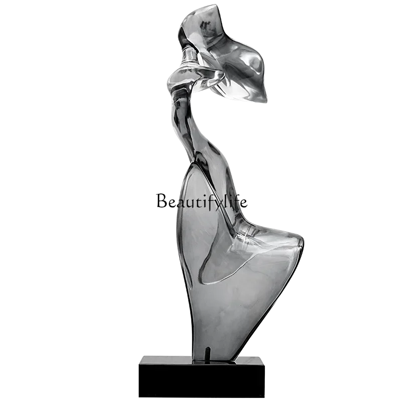 

Abstract transparent resin sculpture artwork hotel lobby imitation glass ornament