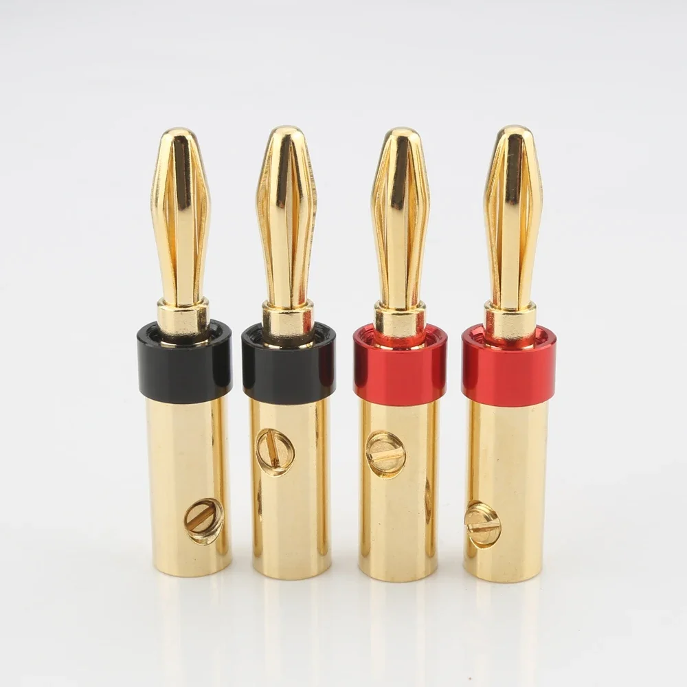 

8PCS Gold Plated Banana Plug Speaker Cable Wire Screw locking Connector Jack