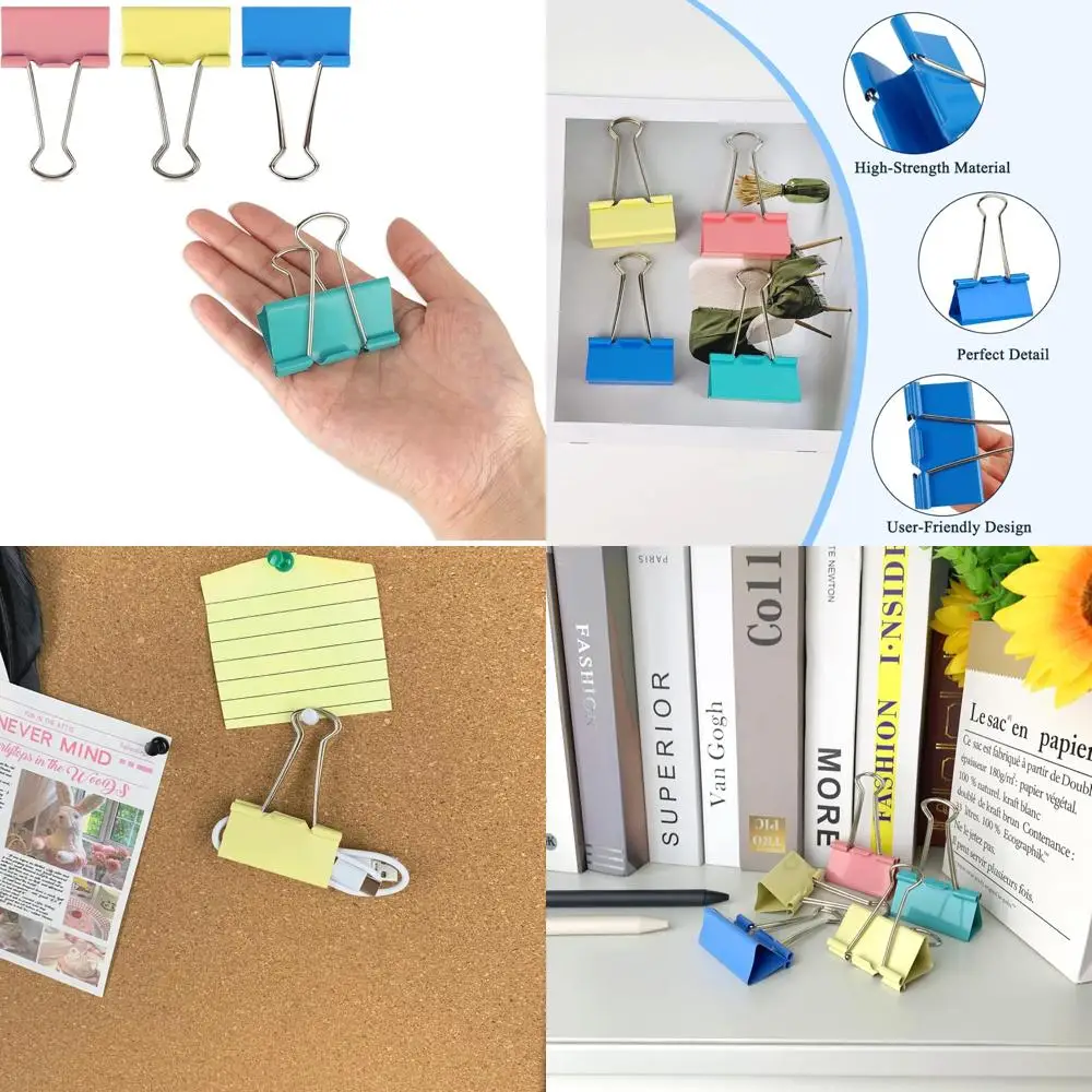 

Extra Large 2-Inch Colored Binder Clips, 12-Pack (Pink, Blue, Green, Yellow)