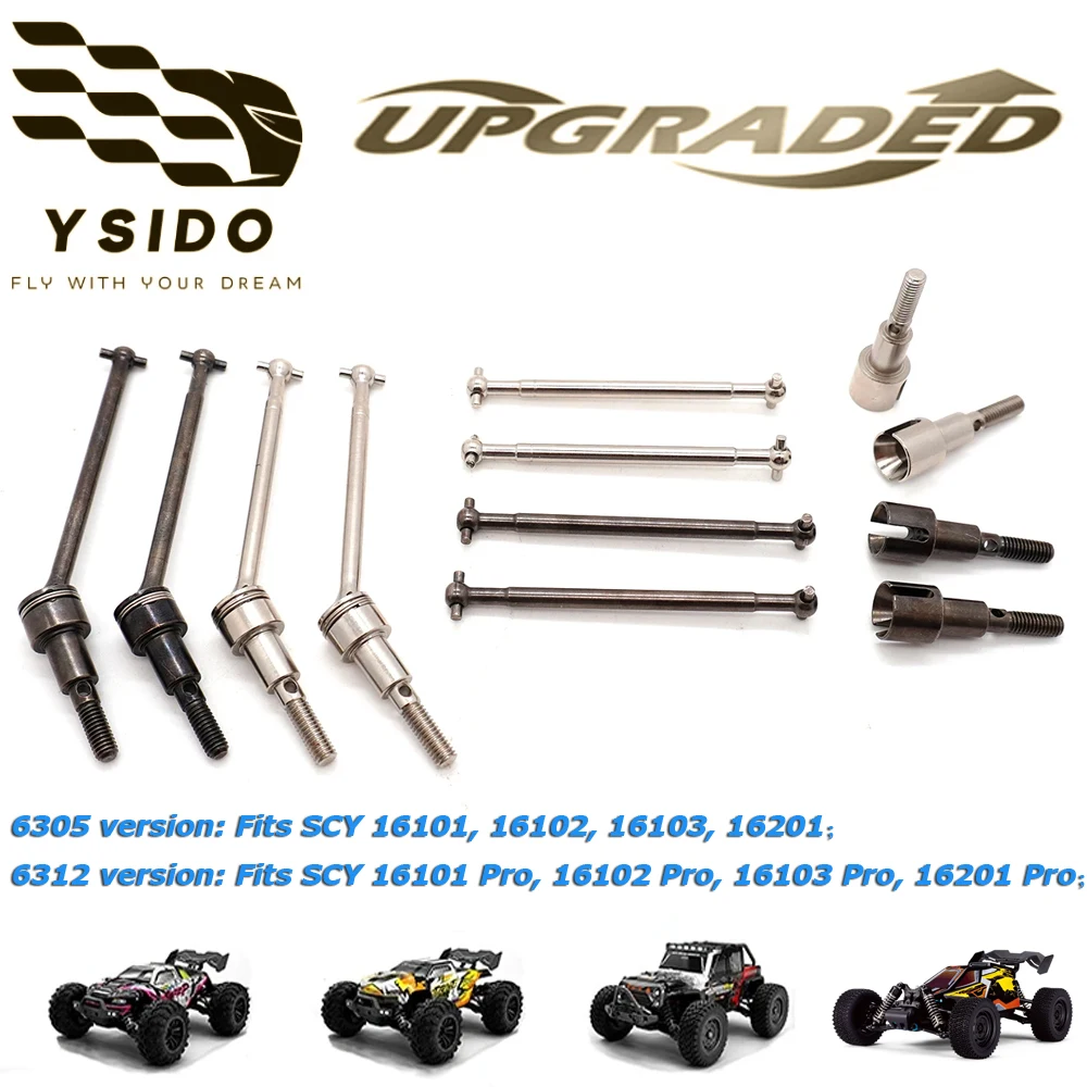 YSIDO المعادن الأمامية والخلفية محرك رمح CVD Dogbone أطقم مجموعة ل 1/16 RC سيارة فرش/نحى SCY 16101 16102 16103 Pro 16201