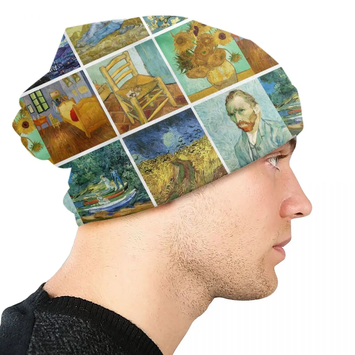 Bonnet unisexe en tricot chaud, casquette Vincent Van Gogh nous-mêmes, Skullies Hip Hop Art Painting, zones Me, hiver