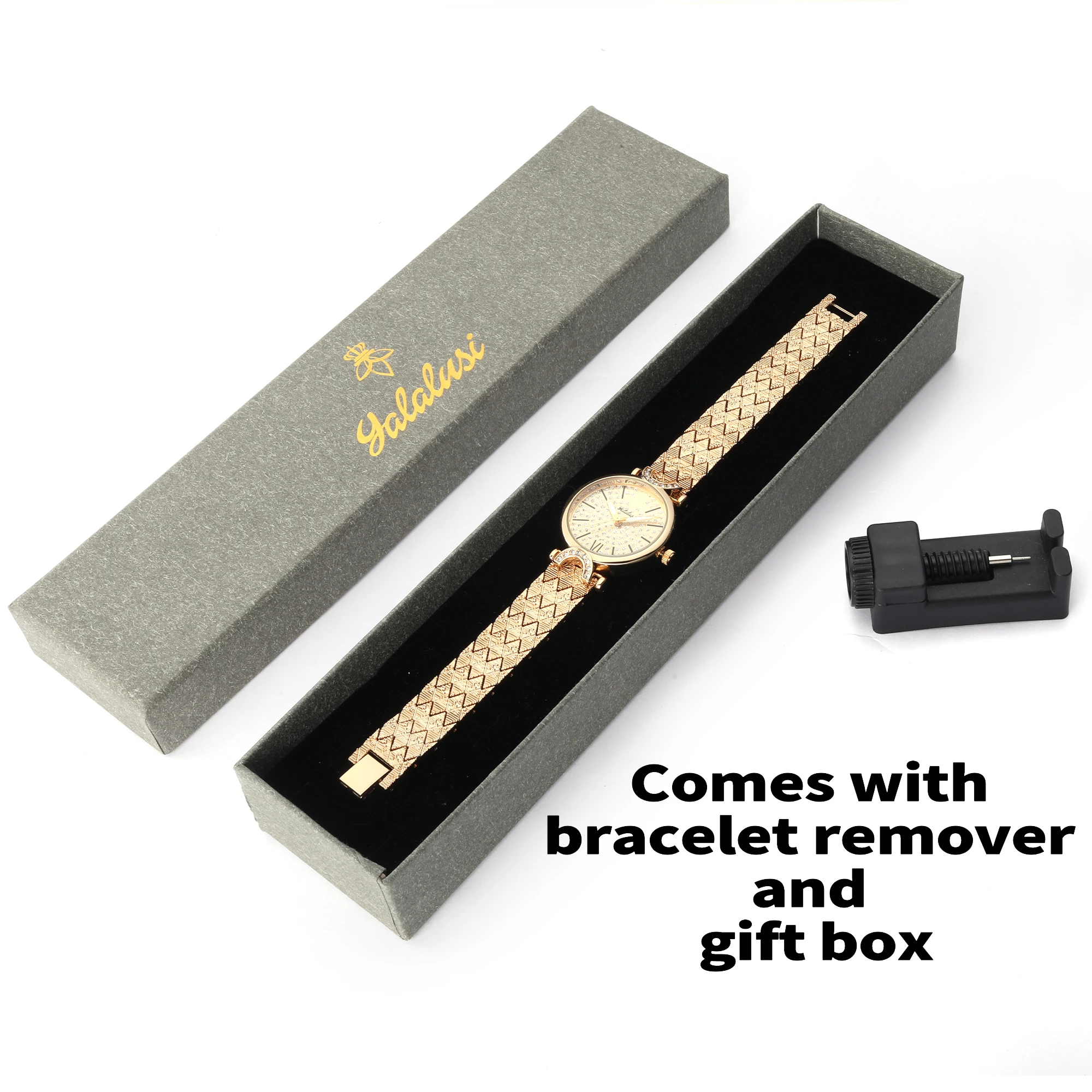 YaLaLuSi Brand 2024 New Hot Model Gold Crystal Diamonds Luxury With Box Watch Remover Ladies Gift Ion Vacuum Plating