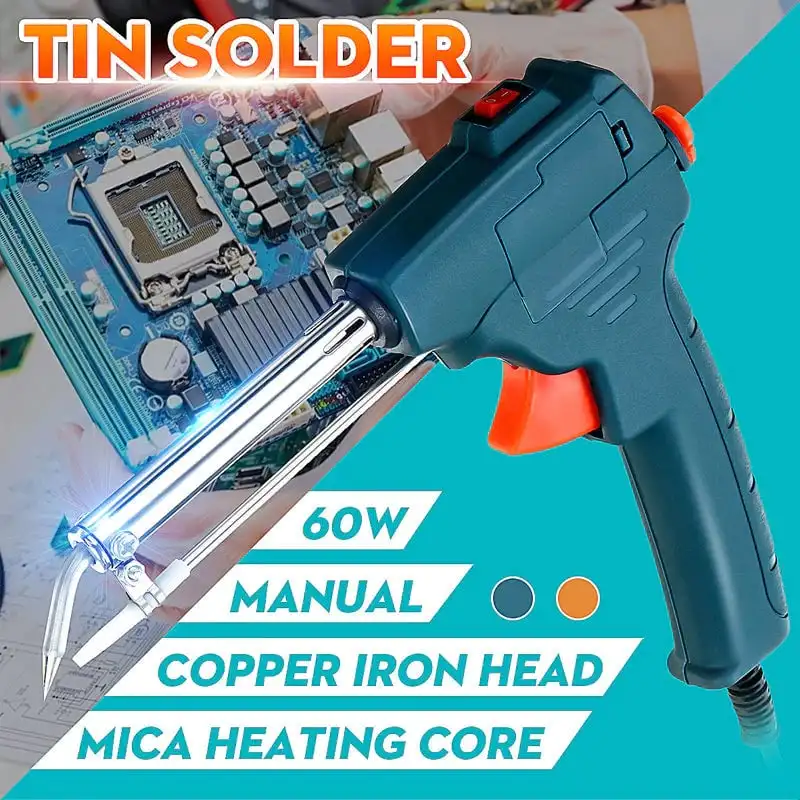 Imagem -05 - Super Feel Solder Gun 110 v 220v 60w us eu Aquecimento Interno Ferro de Solda Elétrico Automatic Send Tin Gun Welding Repair Tool