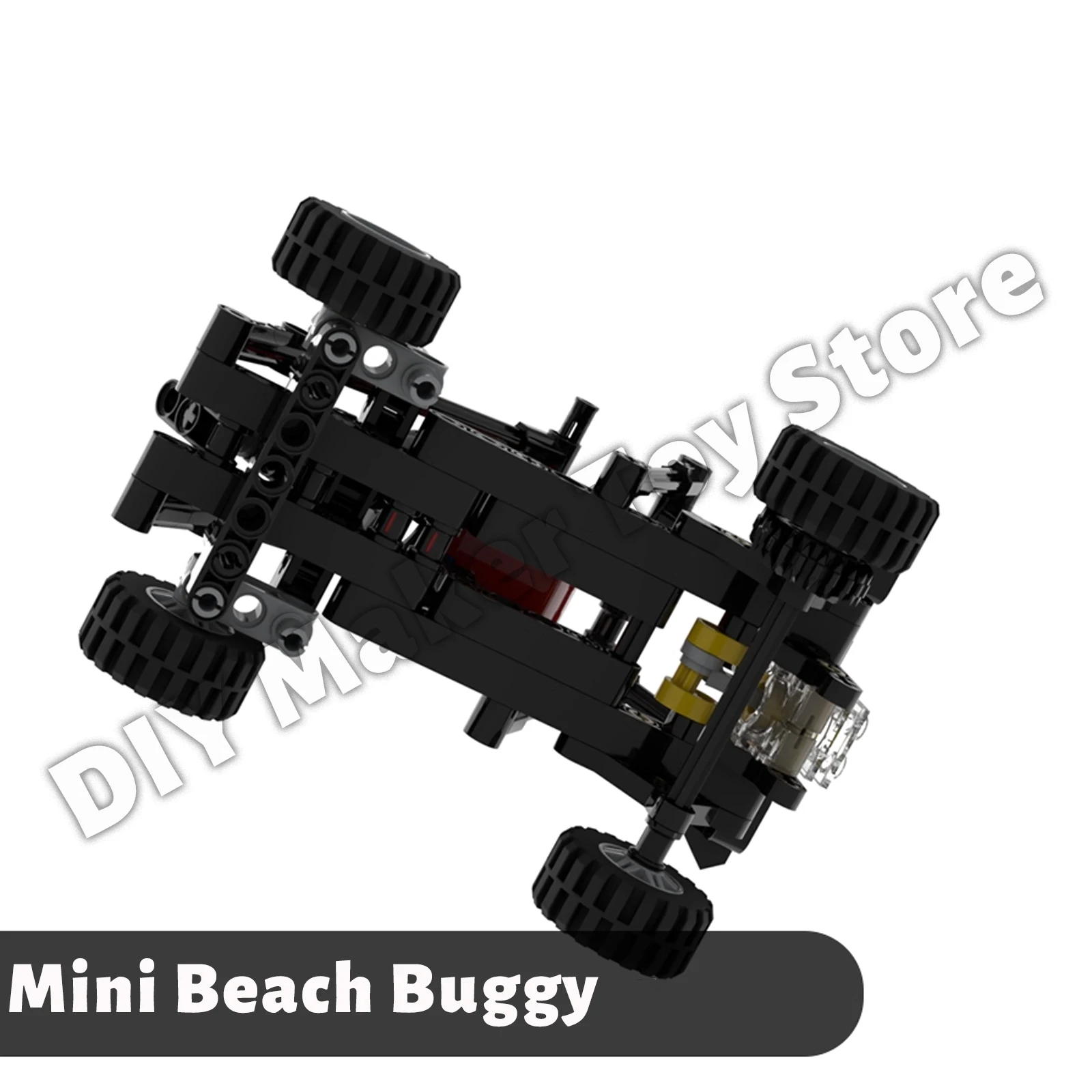 MOC Mini Strand Buggy Bouwstenen Auto Eencilinder Gear Gekoppelde Motor Stuurwiel Rotatie Kinderen Montage Speelgoed Leuke Geschenken