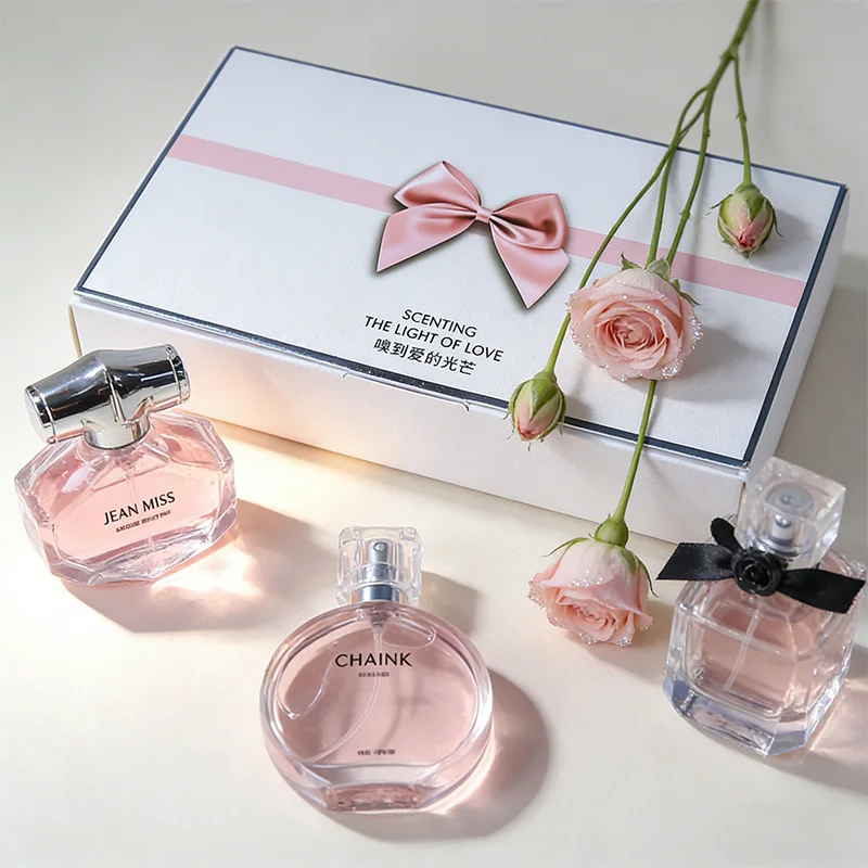 

90ML (30ml × 3pcs) Brand Rose Perfume Women's Set Perfume Spray Flirtatious Pheromone Long-lasting Floral Fruit Perfume Set