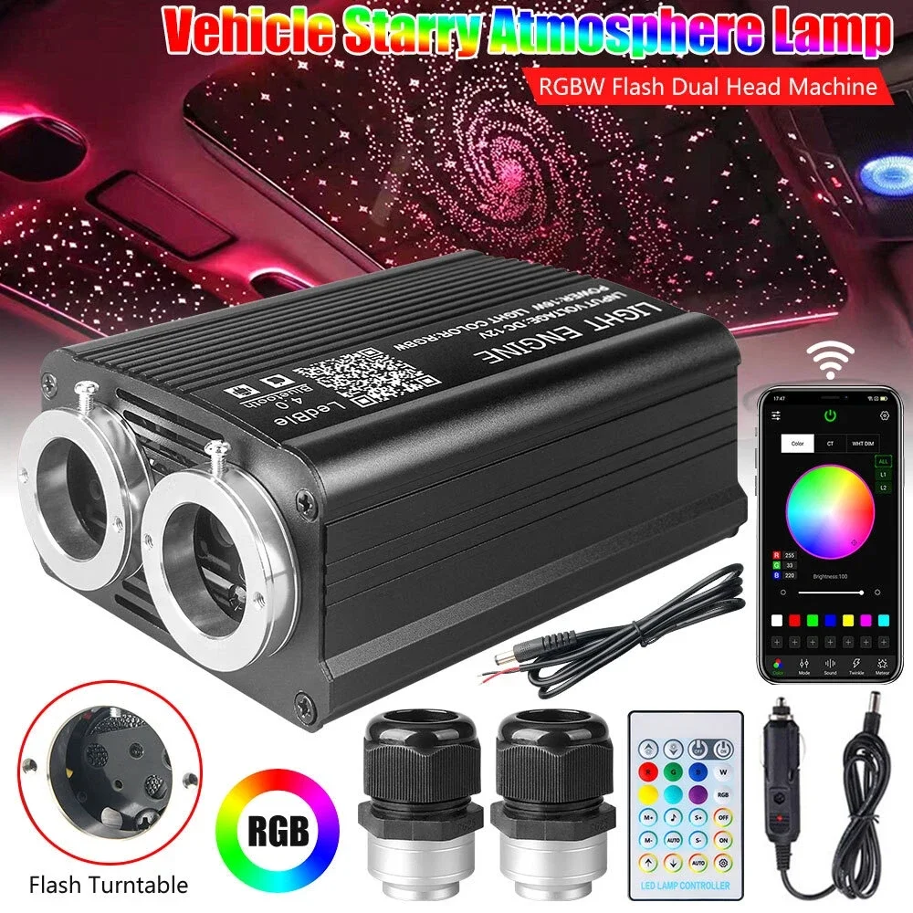 

RGBW Car Fiber Optic Star Ceiling Light LED Roof Ambient Light Kit APP Music Sync Interior Roof Stars Lights for Decoration Lamp
