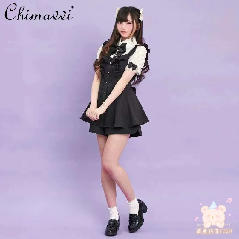 اليابانية Sc مجموعة 2025 صيف جديد الحلو الدانتيل كم فستان نحيل بلوزات وسراويل 2 قطعة مجموعة الألغام سلسلة إنتاج لوليتا وتتسابق #5