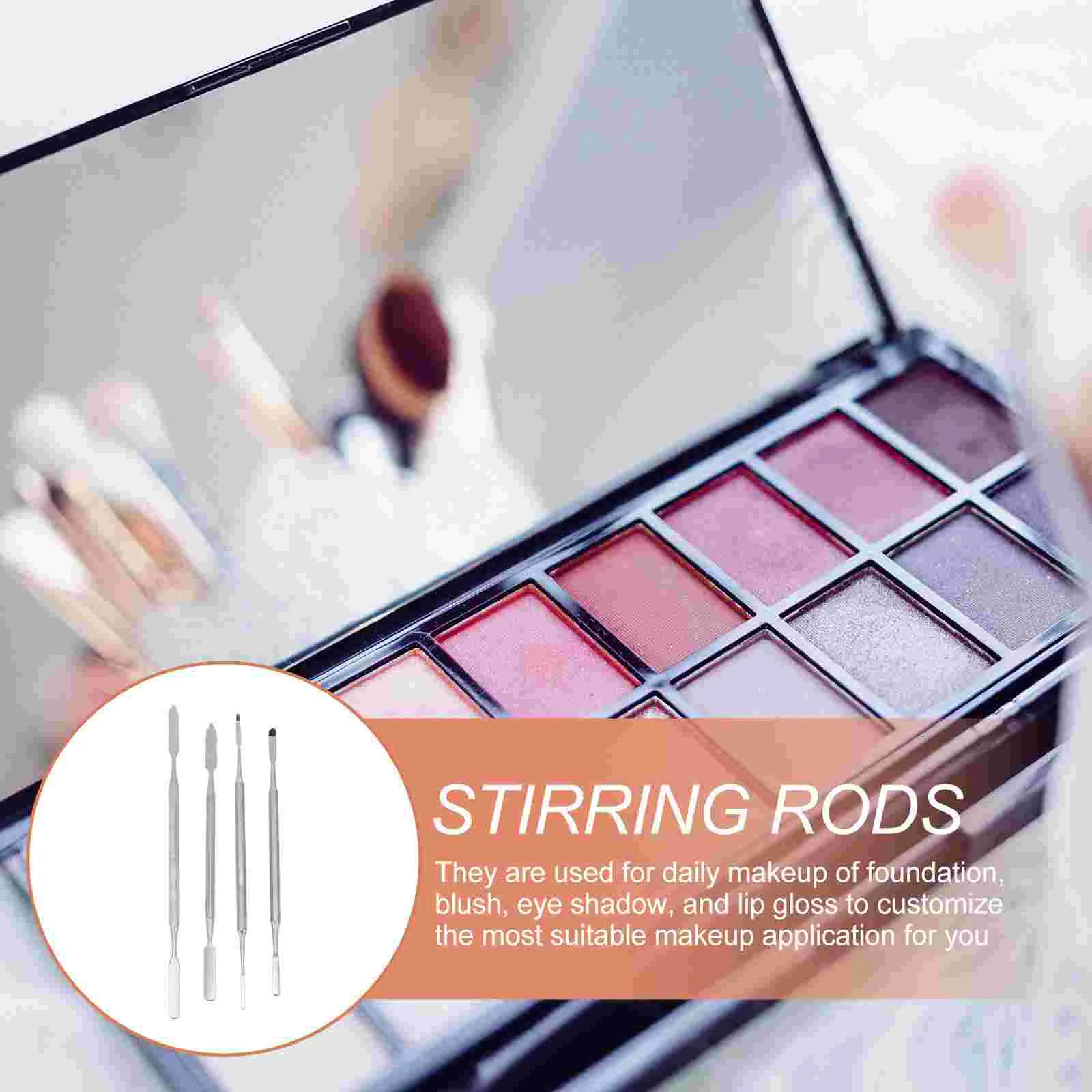 4-delig paletmes styling- en vormgevend gereedschap make-up roerstaafje cosmetica mengen dubbele kop manicure roestvrijstalen stok