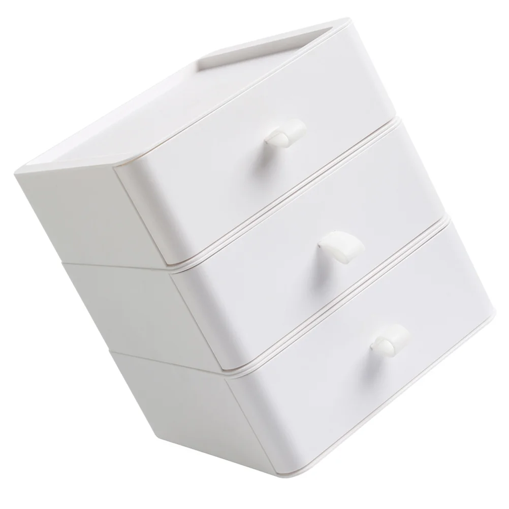 Work Desk Multi-layer Storage Box Creative Case Holder Stack Desktop Organizer Drawer Cabinet White Office