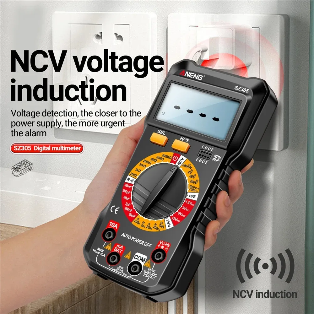 SZ304 SZ305 Multifunction Digital Multimeter 1999 Counts Voltage Current Resistance Capacitance Frequency Diode Tester True RMS