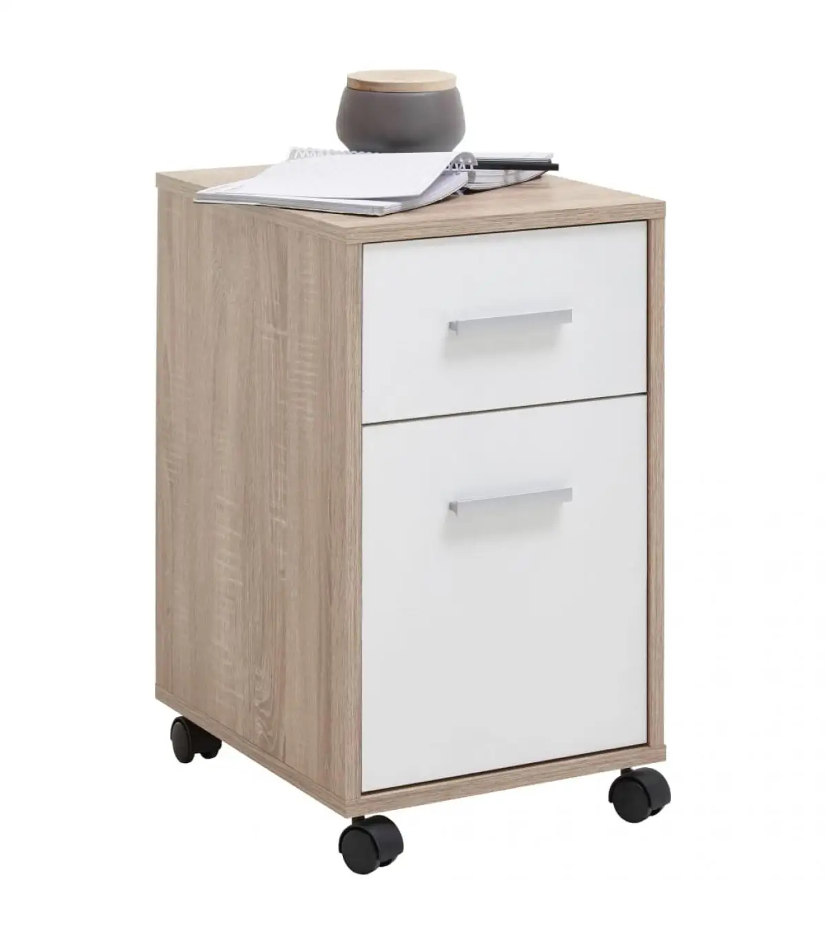 FMD mobile drawer cabinet oak and White