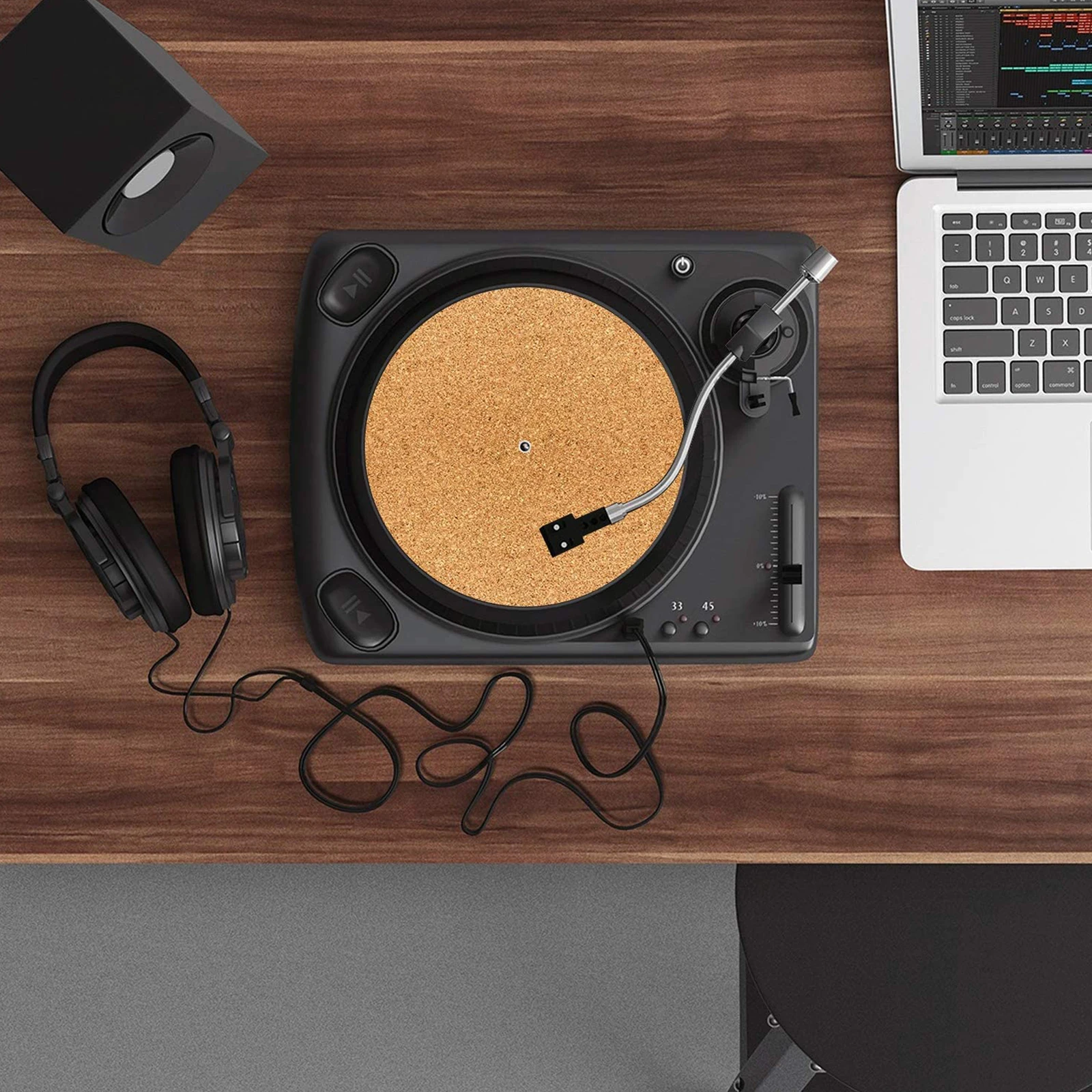 3pcs Soft Cork Record Mat For Turntable Platter Audio Player Retro Style Disc Pad Dampening Noise Reduction Accessory