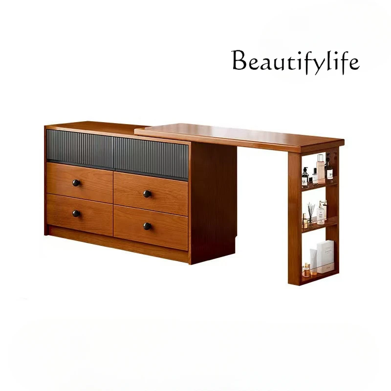 

Medieval solid wood makeup table, chest, dresser, integrated cabinet, bedroom, bedside corner stretch cabinet, retro style