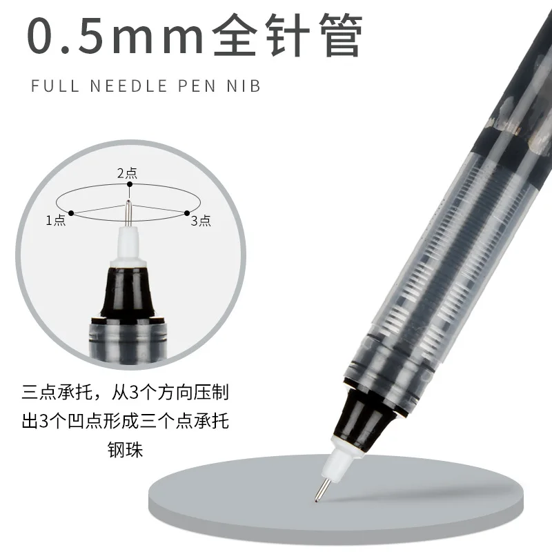 50Pcs Straight Liquid-Type Full-Needle Gel Pens for Students Colorful Signature Pens Quick-Drying Rollerball Pens Bulk Wholesale