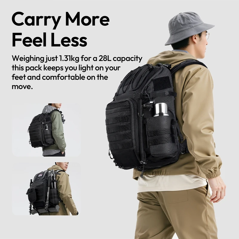 Ulanzi 28L BC007 Tactical Camera Photography Backpack Outdoor Travel Camera Bag for Canon Sony Nikon DSLR with Strap Design