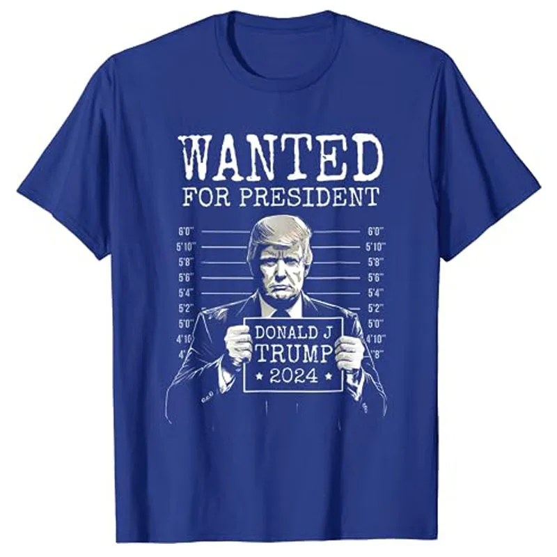 Trump 2024 Mugshot Style Poster T-Shirt Wanted for President 2024 Election Donald Trump Tee Y2k Top Pro-trump Political Apparel