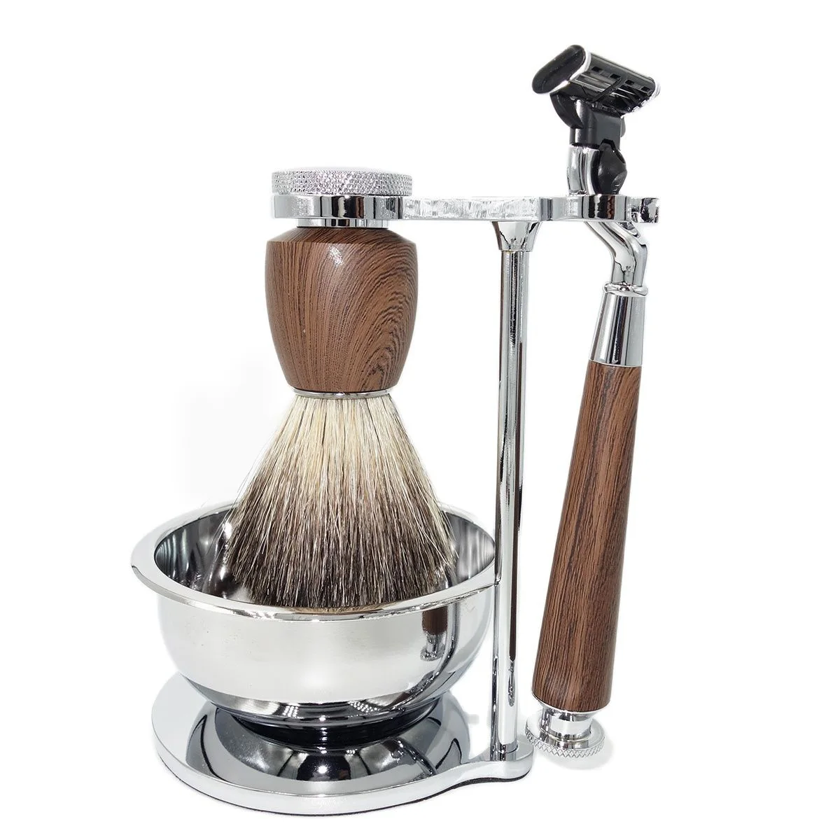 

iRAZOR Men's Classic Gentleman's Wet Shaving Kit Travel Safety Razor with Badger Hair - Christmas Gift Set