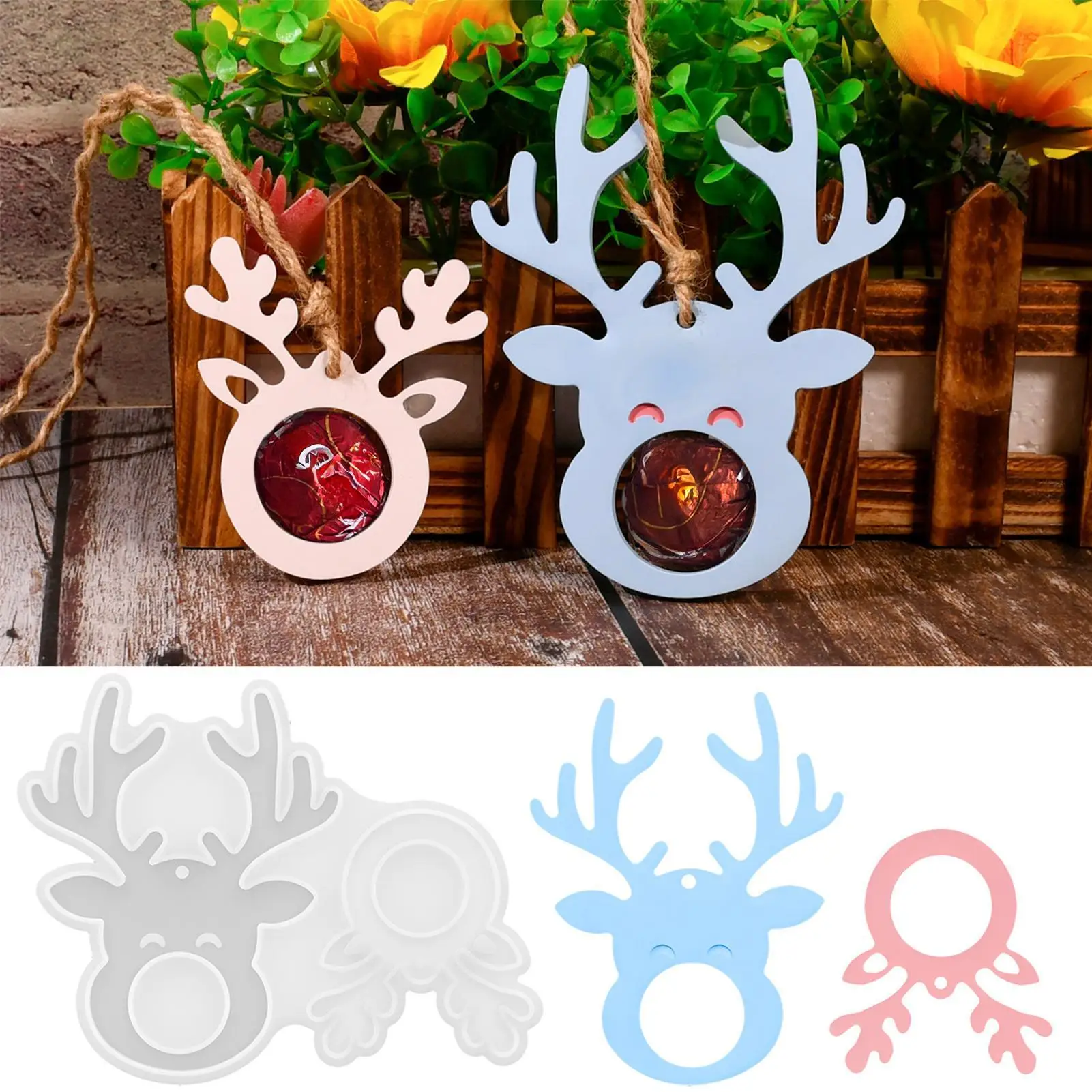 Stampo in silicone natalizio riutilizzabile facile da rilasciare albero di Natale ciondolo renna stampo in silicone per bambini adulti coppie di famiglia