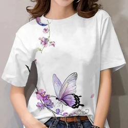 Fashion 3D Print Print Tops Women Everyday Casual O-neck T Shirt Short Sleeve Female Loose Plus Size Y2K Tee Shirt Women Clothes