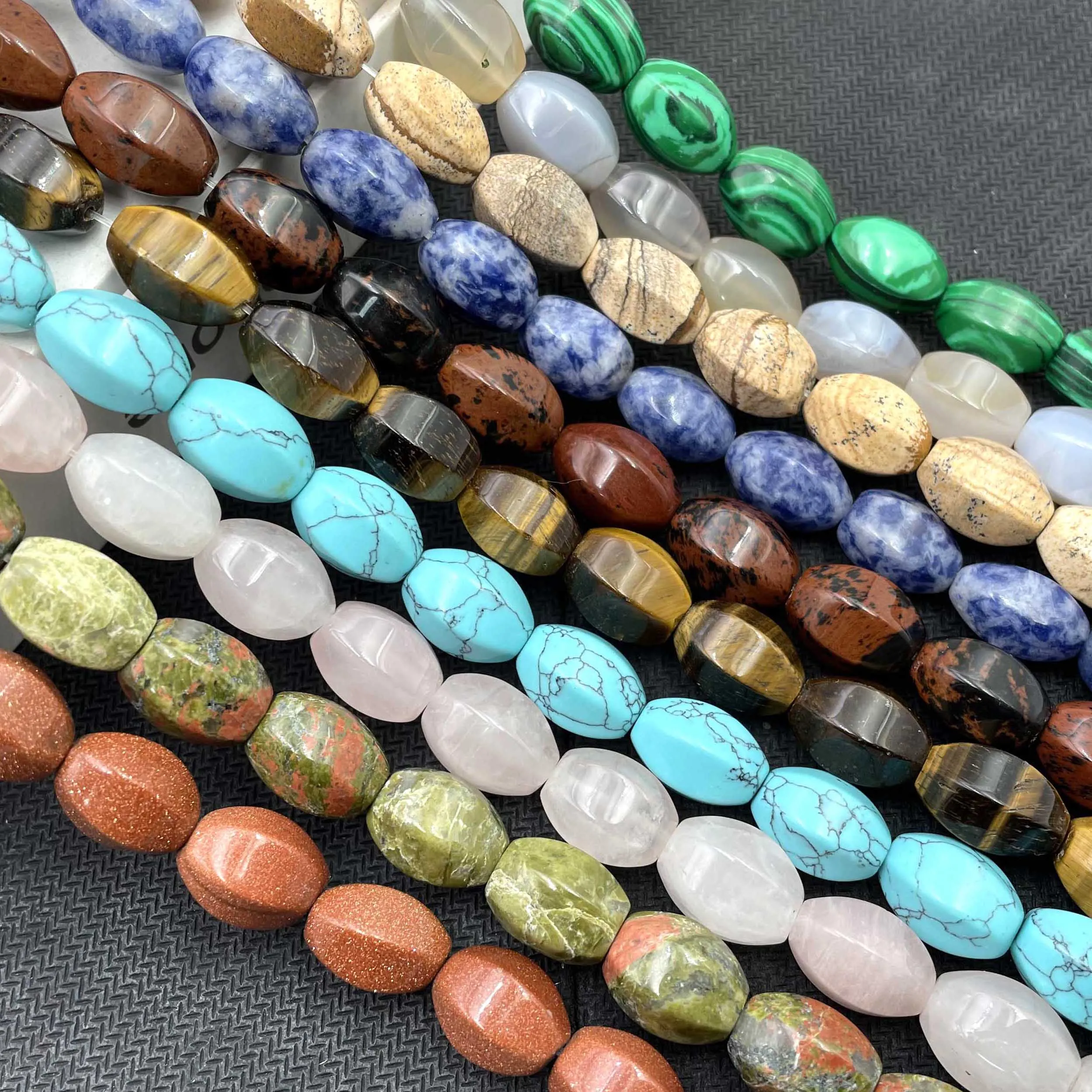 Faceted Natural Stone Agates Chalcedony Turquoises Loose Spacer Beads For Jewelry Making DIY Necklace Bracelet Accessories