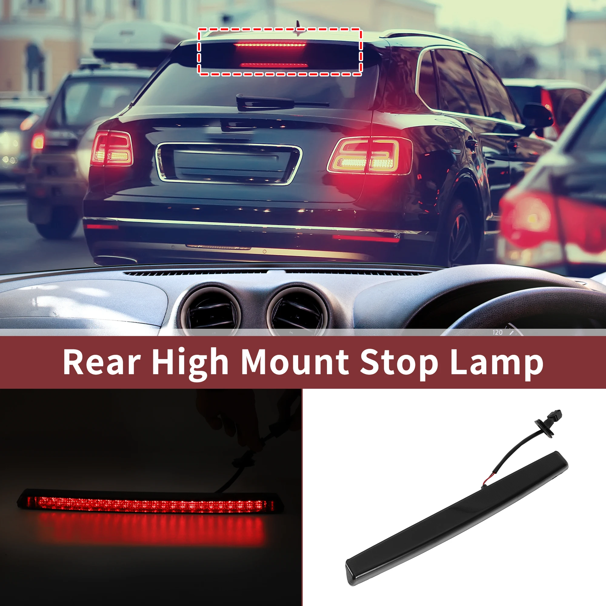 

UXCELL LED Third Brake Light for VW Golf Mk5/GTI/R32 05-09 No.1K8945087D Black 3rd High Mounted Stop Lamp Waterproof Rear Center